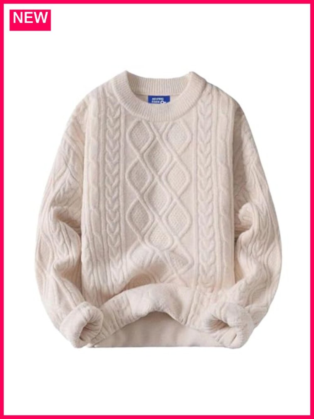 Oversized Vintage Cable Knit Crewneck Pullover Women Long Sleeve 90s Retro